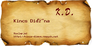 Kincs Diána névjegykártya